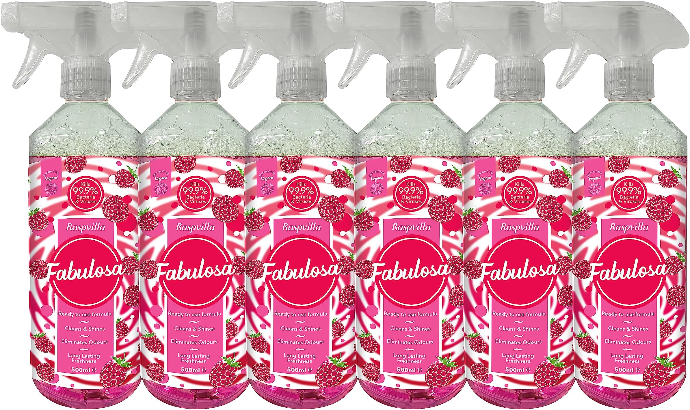 Fabulosa Antibacterial Disinfectant Spray, All Purpose Multi Surface Cleaner, 500ml, 6 pack, Raspvilla