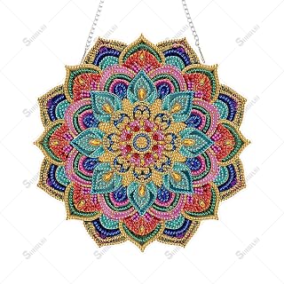 SOURMO Diamond Art Painting Hanging Kit Mandala, DIY Diamond Gem Painting Ornament Pendant, Acrylic Board Gem Painting Sign Kit for Adult (Mandala3)
