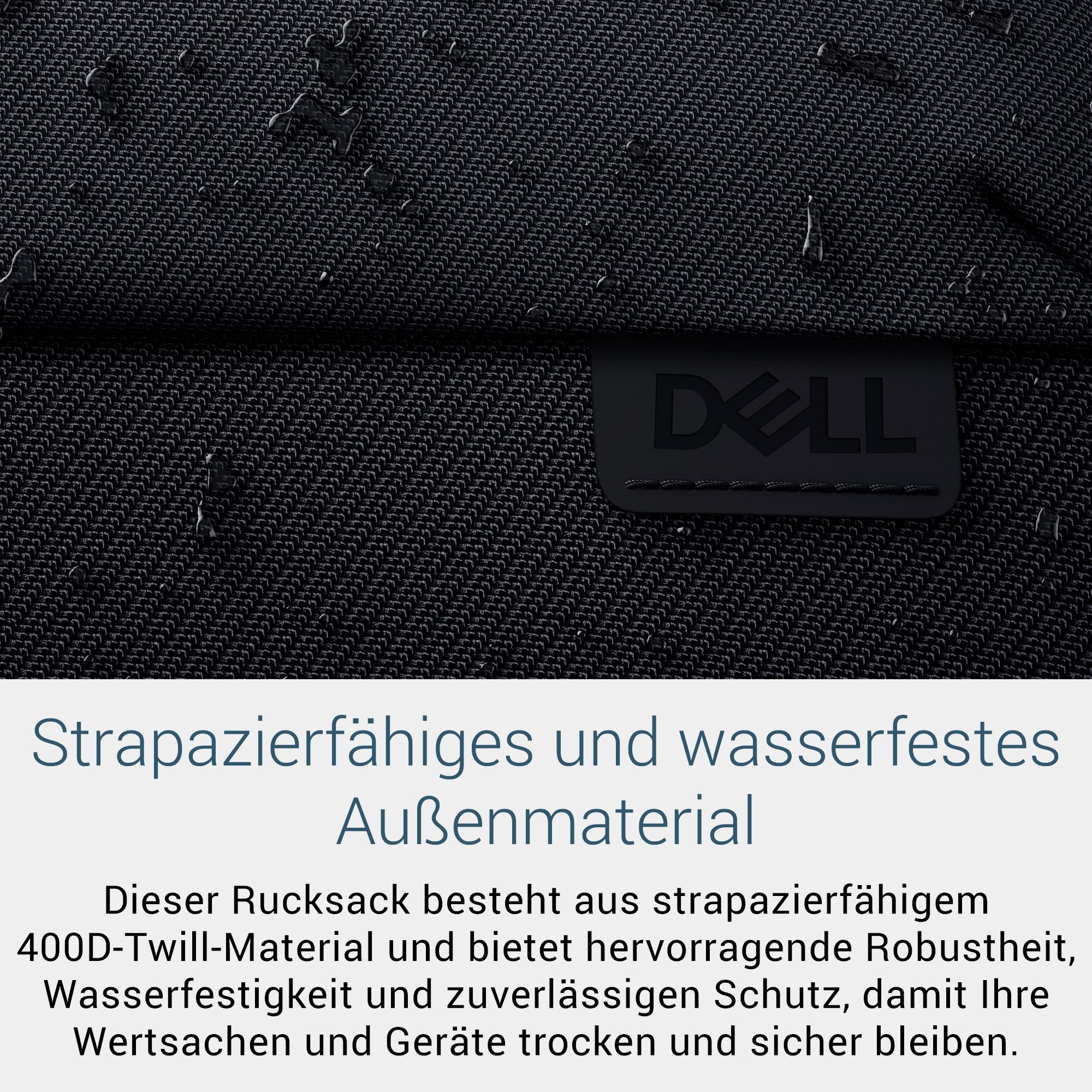 Dell CP5626 EcoLoop Backpack, 23L, 53% Recycled Material, Schwarz | Gepolsterte Schulterriemen, wasserfeste Reißverschlüsse, PU-beschichtete Unterseite, Laptopfach für 14-16-Zoll, 762 g