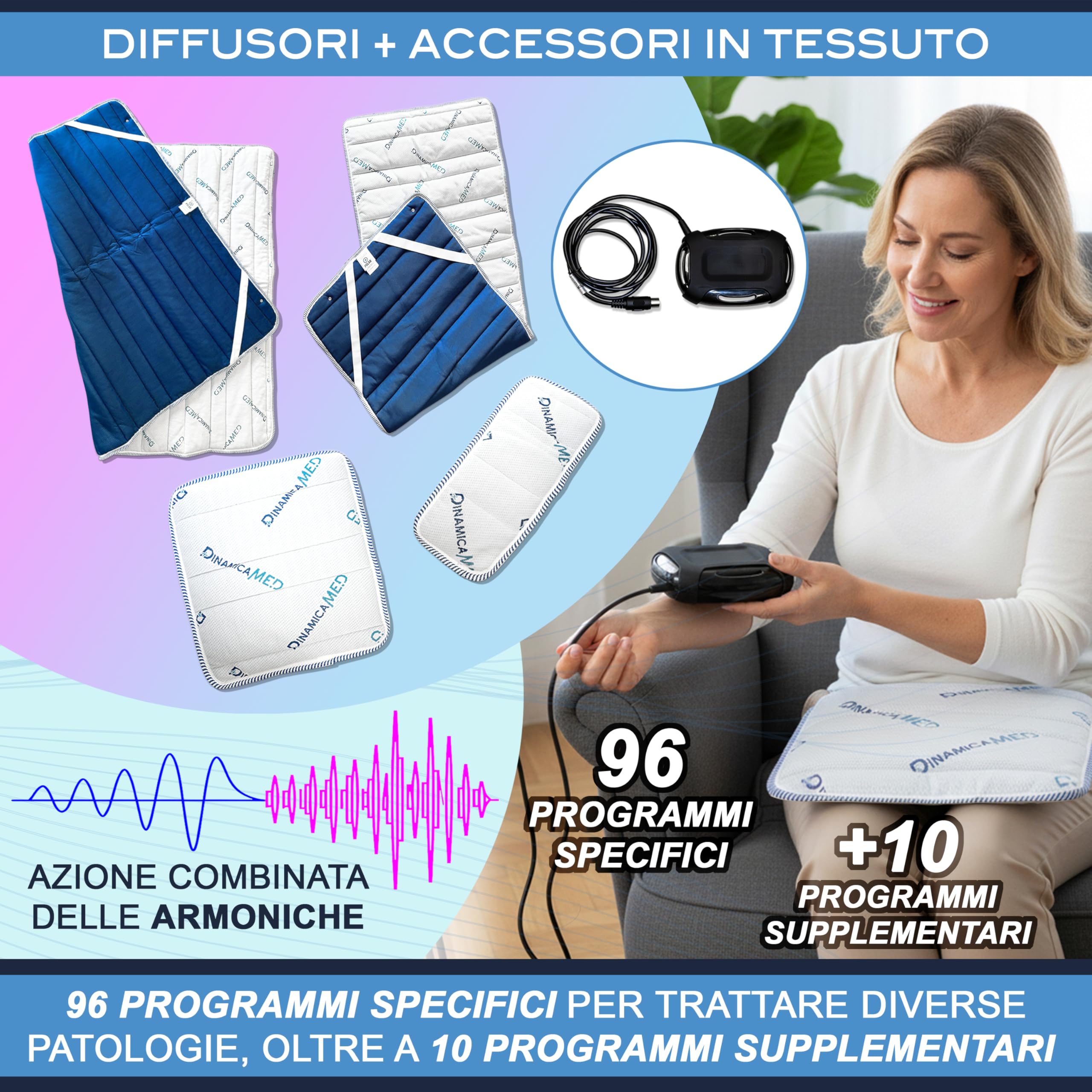 Dinamicamed New MultiMag PRO 5.0 Apparecchio per Magnetoterapia, Magnetoterapia con 1 Diffusore in Bassa Frequenza (LF) e Stuoia 80x190 ad Alta Frequenza (HF)