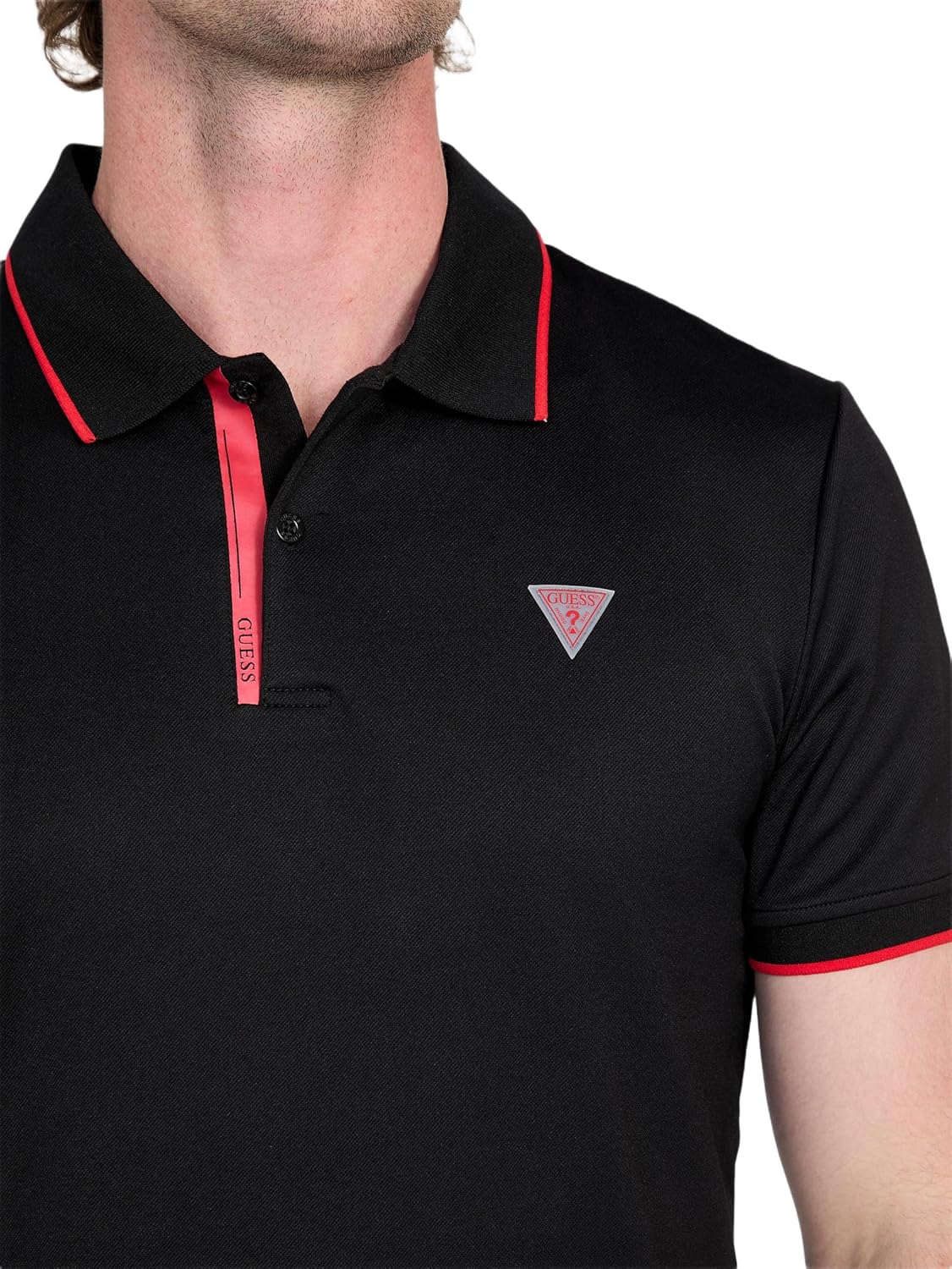 Guess Mens Short Sleeve Tech Stretch Polo - Image 3