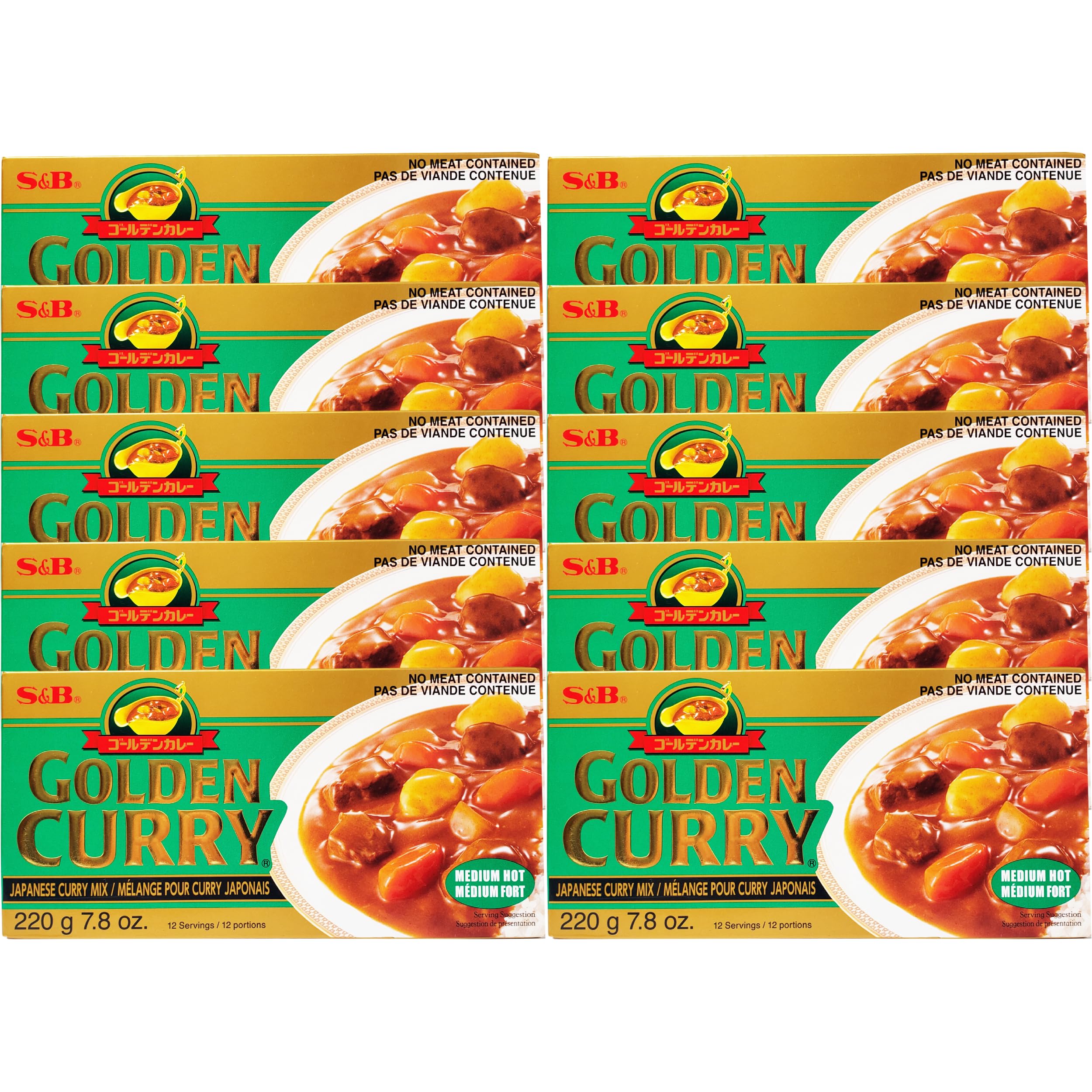 S&B Golden Curry Mix Medium Hot 220g, 12 Servings Per Pack (10