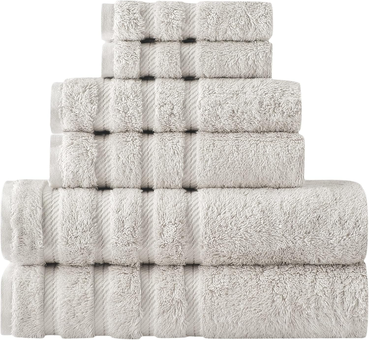 USA Cotton 6 Piece Towel Set 2 Bath Towels, 2 Hand Towels, 2 Washcloths - Quick Dry Soft Absorbent Bath Towel Set, 100% USA Cotton (Platinum) : Home & Kitchen