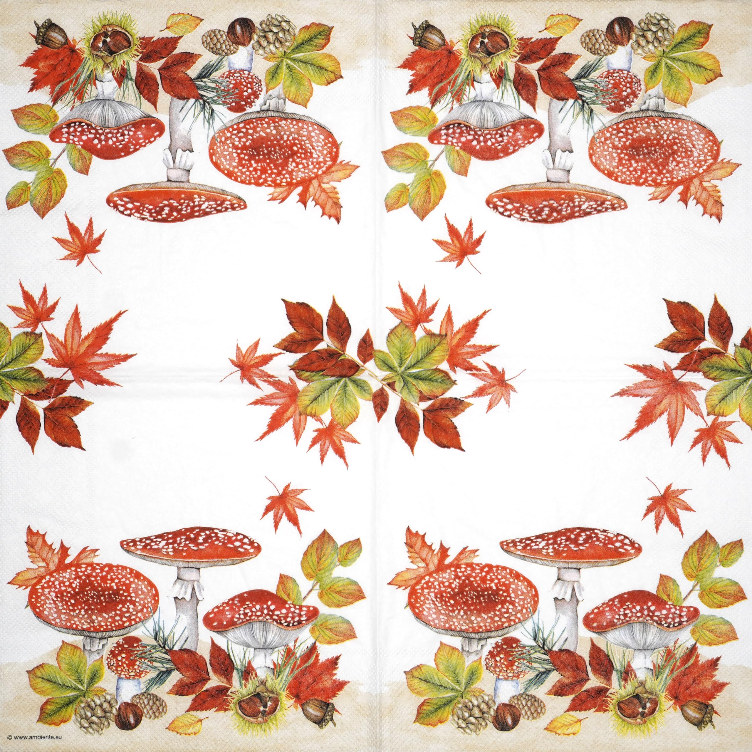 Lot De 20 Serviettes De Table En Papier Avec Motif Feuilles D'automne Dans Un Parapluie Convient également Pour Le Découpage Et La Technique Des Serviettes 33 X 33 Cm