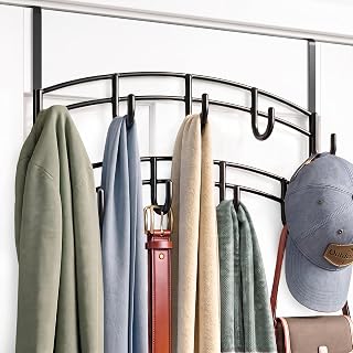 LYNK Professional® Home™ Over the Door Hooks - 9 Hook – Over the Door Coat Rack - Over the Door Hanger - Hanging Towels or Clothes - Bathroom, Bedroom, Laundry Room - Lifetime Ltd. Warranty, Black