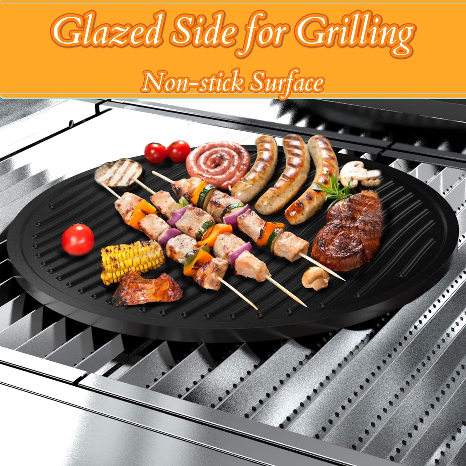 Pizza Stone Grill Griddle Combo; 12" Round Reversible Pizza Baking Board Ceramic Griddle; Backyard BBQ Accessory for Stove/Pizza Oven/Gas Charcoal Grills; Thermal Shock Resistant (Round, 12)