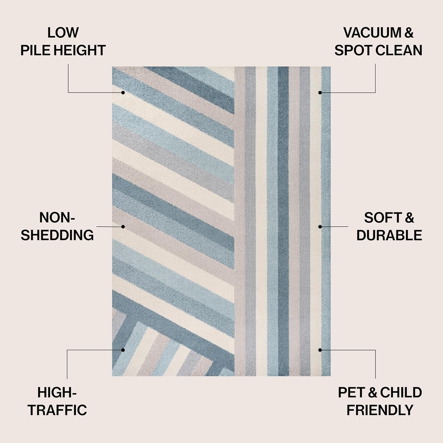 JONATHAN Y Retro Rainbow Stripe Indoor Area Rug 4x6, Blue/Cream/Gray, Contemporary, Casual, Coastal, Easy-Cleaning for Living Room, Bedroom, Kitchen, Pet Friendly, Non-Shedding (DZC102B-4)