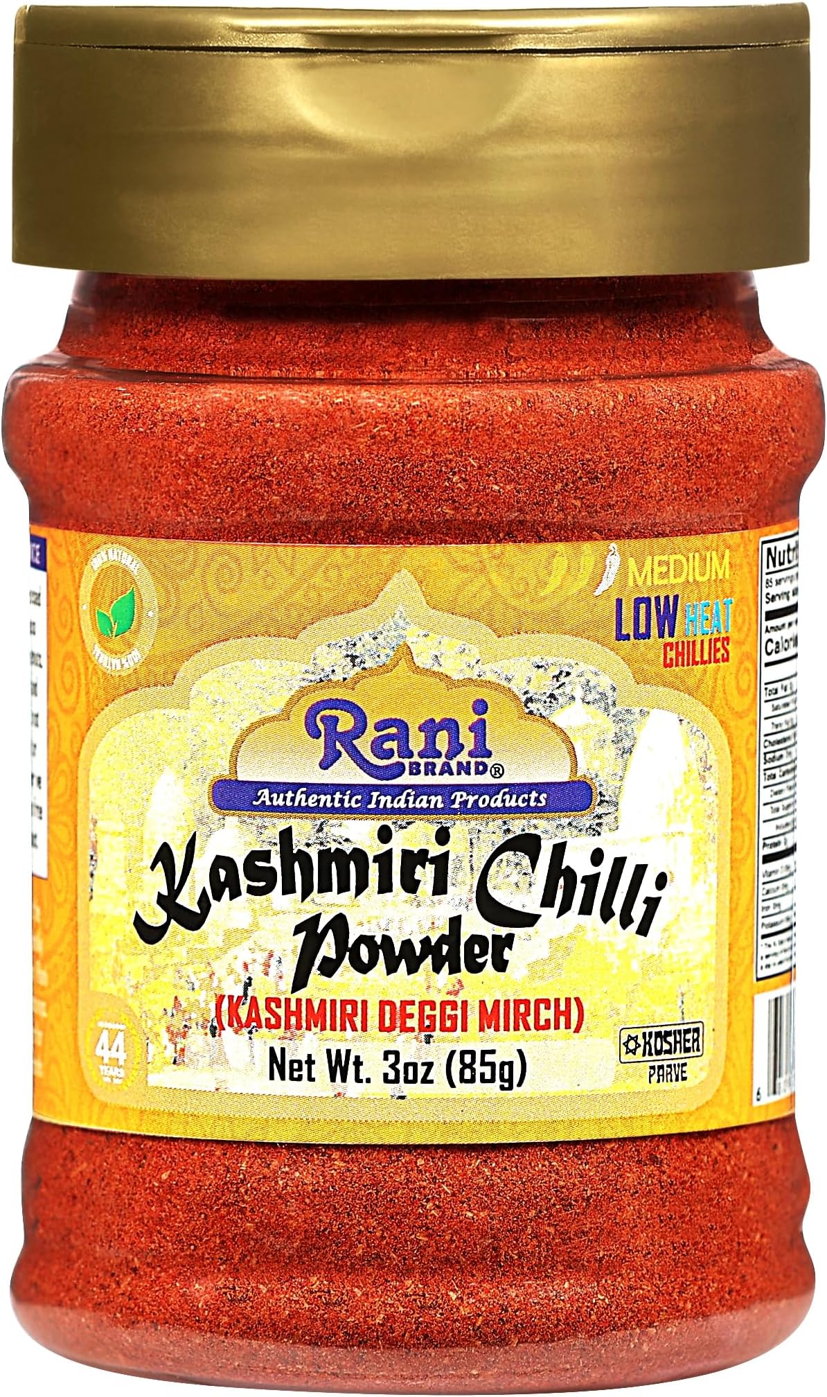 Rani Brand Authentic Indian Products Kashmiri Chili Powder (Deggi Mirch, Low Fire) Ground Herbs 3oz (85g) PET Pot ~ All Natural, Salt Free | Vegan | No Colors | Gluten Friendly | NON-GMO | Origin