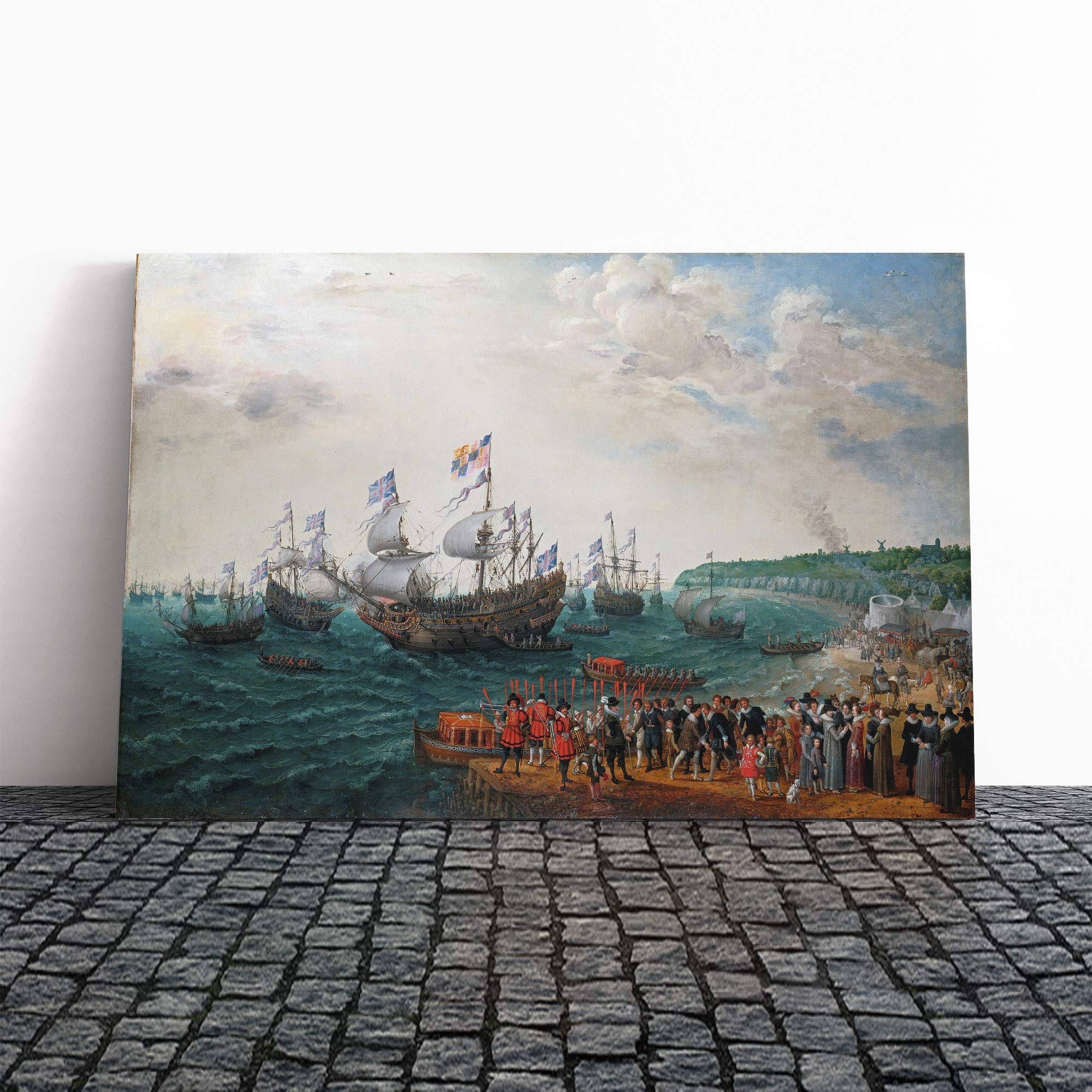 Abraham Adam Willaerts Embarkation Canvas Print | Gallery Wrapped 30mm Frame Wall Art | 24x16 inches | Ready to Hang | Modern Picture | Living Room Bedroom Lounge Office