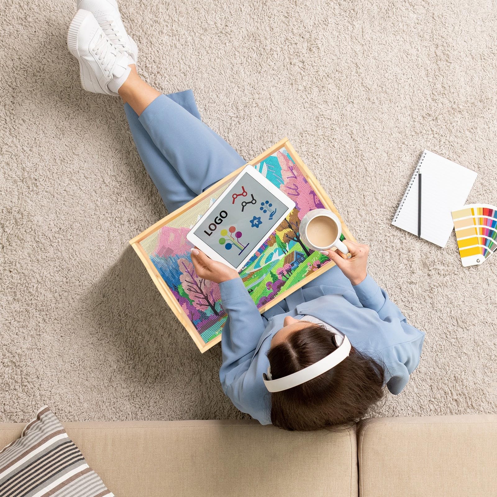 Lot de 2 plateaux de lit pliables en bois faits à la main pour le petit déjeuner, les collations et le travail – Idéal pour le canapé et le lit Design multifonction