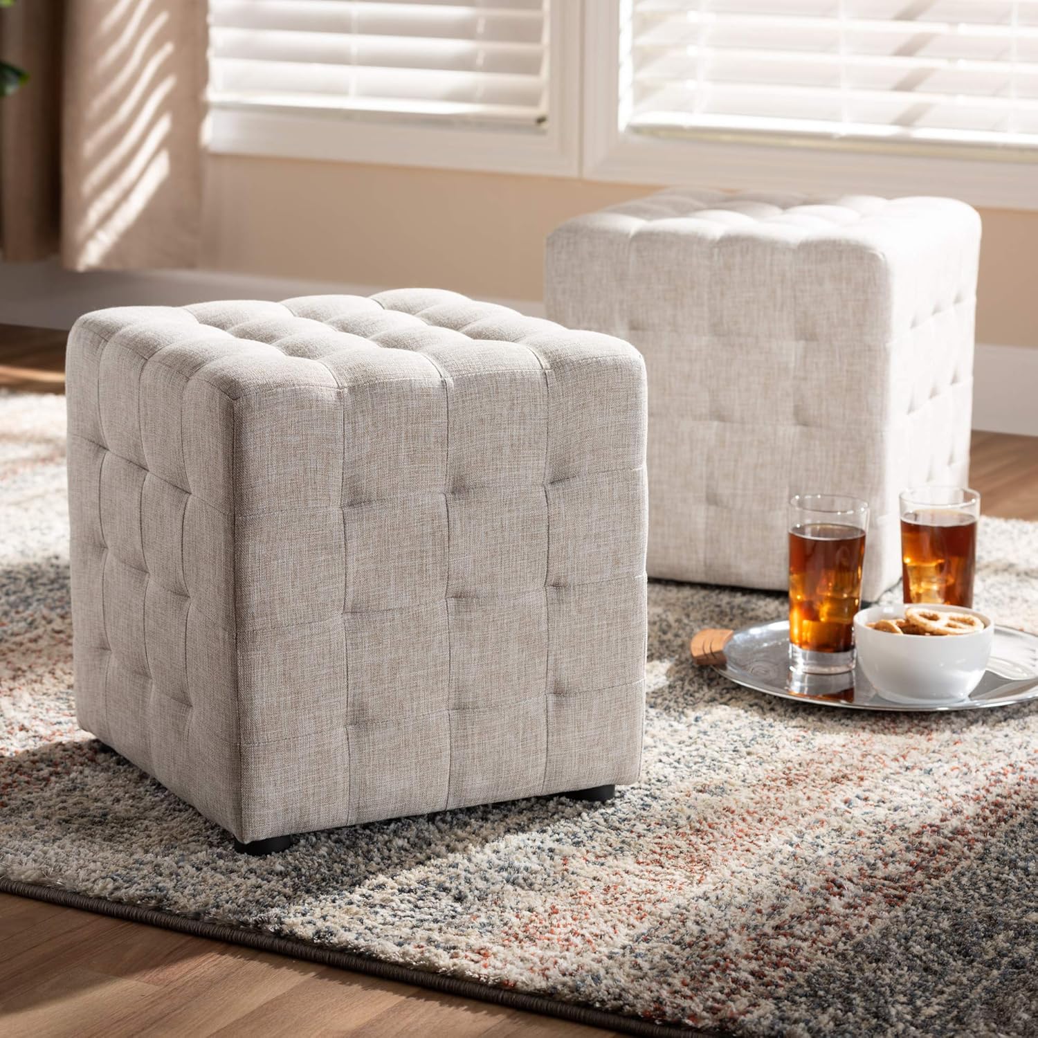 Baxton Studio Ottomans, One Size, Beige