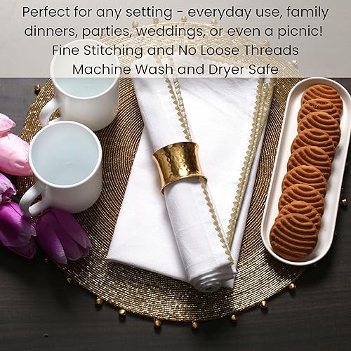 Miniatura 7 de Cotton Clinic Servilletas de tela con ribete  Servilletas de mesa de uso diario  Suaves y duraderas lavables  Ideal para cenas, bodas, Navidad,