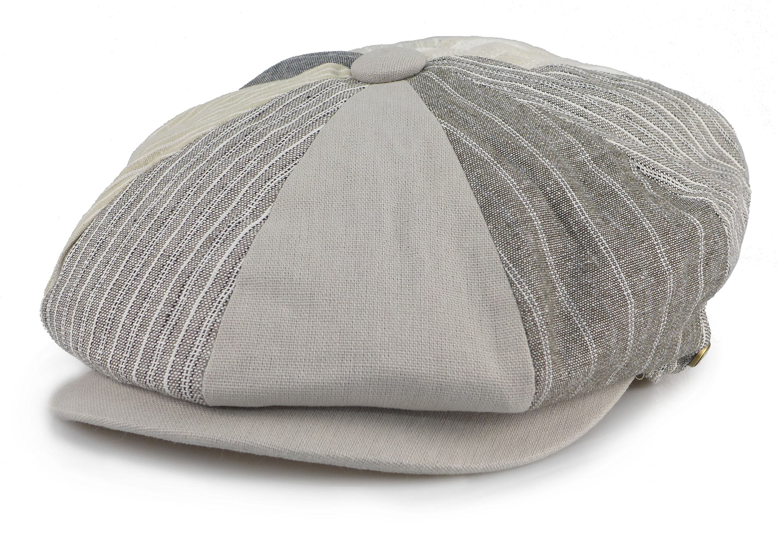 Sox MarketMen's Cotton Applejack Patchwork Snap Brim Newsboy Cap (Medium, Grey)