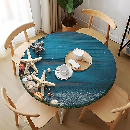 Vista 119 de Pardick Mantel redondo ajustable con diseño de flores de arte en acuarela con mantel elástico, mantel elástico redondo, impermeable, lavable, se