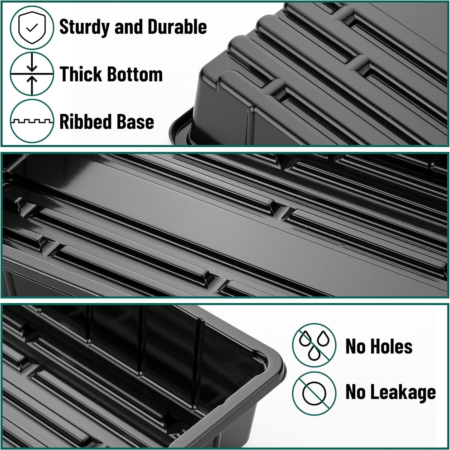 Mr. Pen- Plastic Growing Trays, 10 Pack, Black, 17”x10”, Plant Tray, Seed Tray, Seedling Tray, Propagation Tray, Plant Trays for Seedlings, Seedling Starter Trays, Microgreens Growing Trays