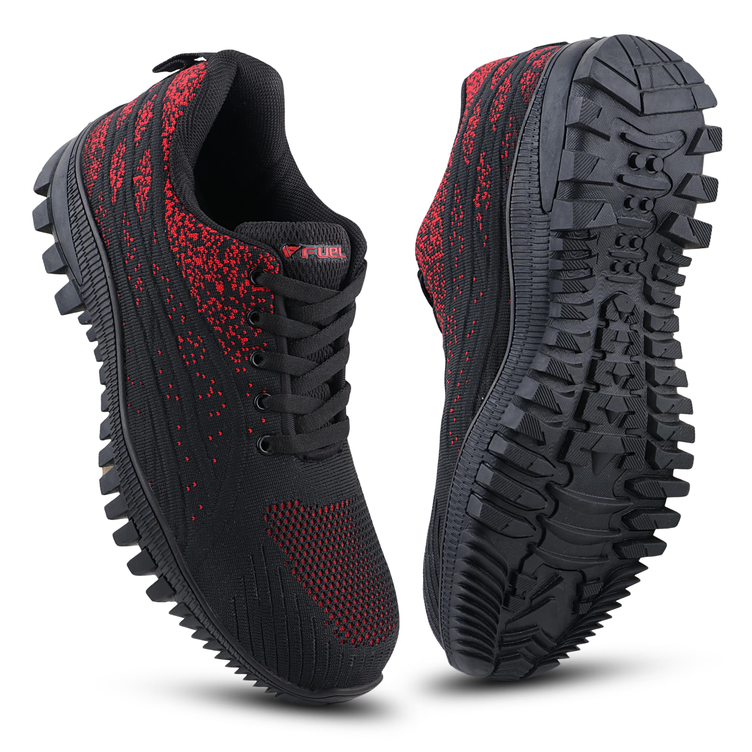 FUEL Trendy Industrial Safety Shoes for Men, Pu Single Density with 200j Metallic Toe Cap Breathable Knitted Fabric, Slip Resistance Lace-up Industrial Shoe (6UK -11UK)