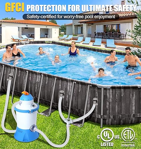 Miniatura 6 de Bomba de filtro de arena de piscina de 1000 GPH para piscinas sobre el suelo, bomba de arena de piscina con temporizador, ahorro de energía, bajo