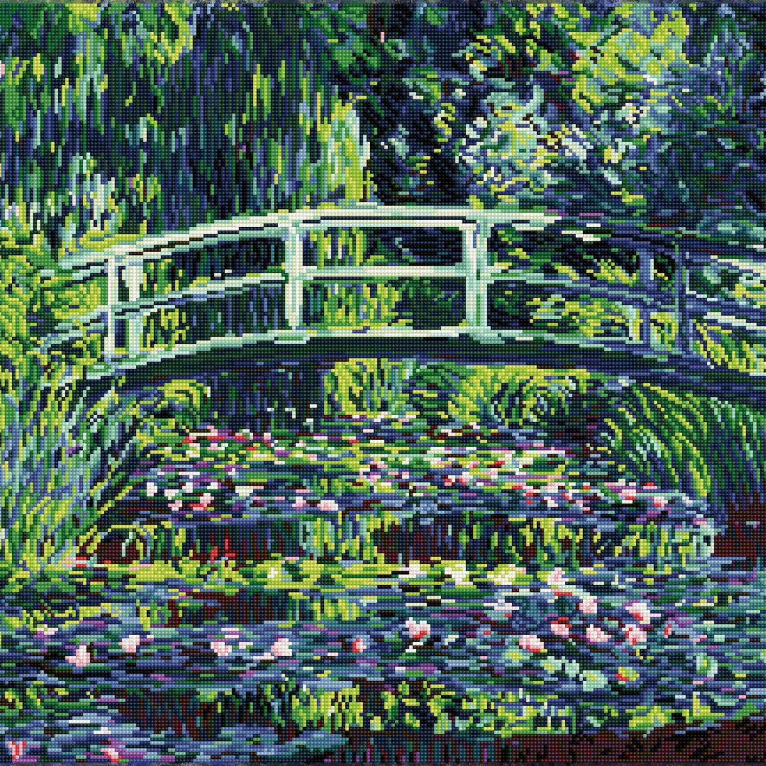 DIAMOND DOTZ Water Lilies and Japanese Bridge Diamond Painting Kits for Adults - Diamond Art Kits a Relaxing Creative Craft Kit with Dotz Gems 23.2x22.4