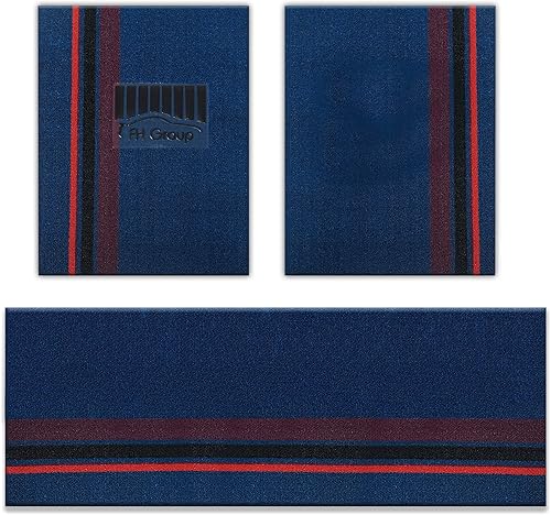 FH Group Alfombrillas para automóvil, juego completo de alfombrillas de goma para todo tipo de clima, color azul con rayas, para automóvil, ultra