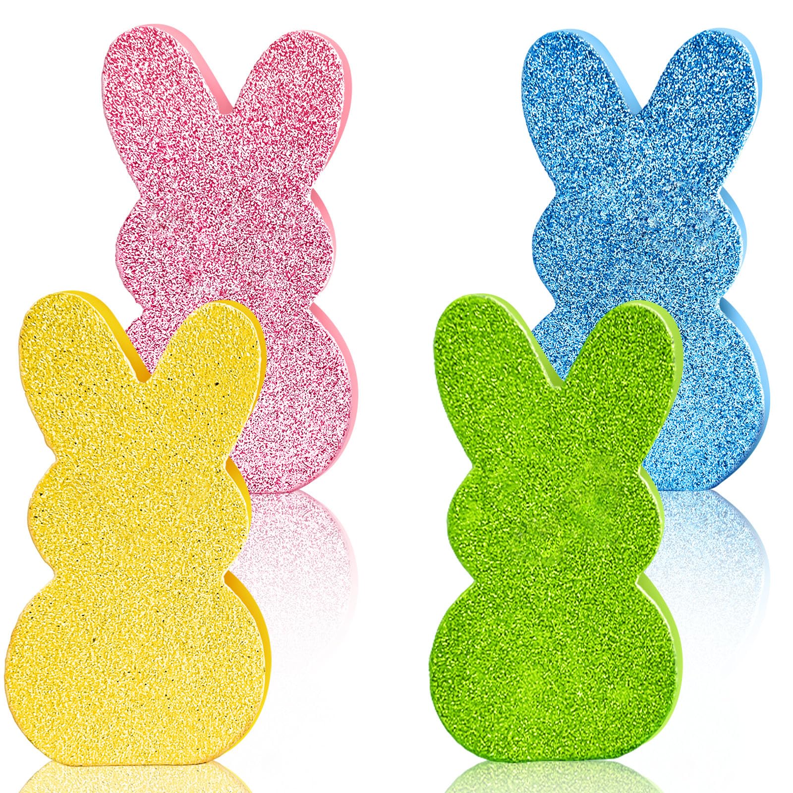 Figuras de conejos de madera rústicos Jremreo para adornos de pascua en casa