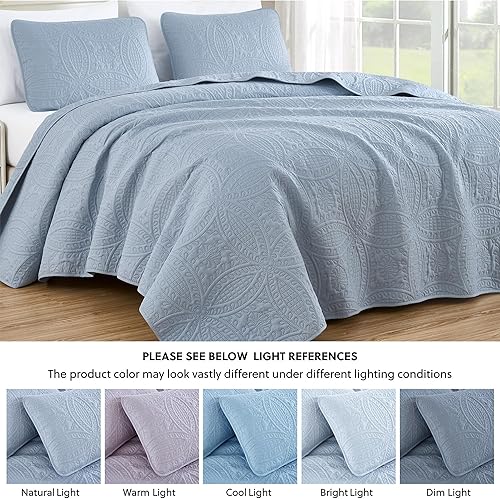 Vista 66 de Chezmoi Collection Austin - Juego de colcha tamaño Queen de 3 piezas Pinsonic acolchada de gran tamaño, tamaño Queen, terracota