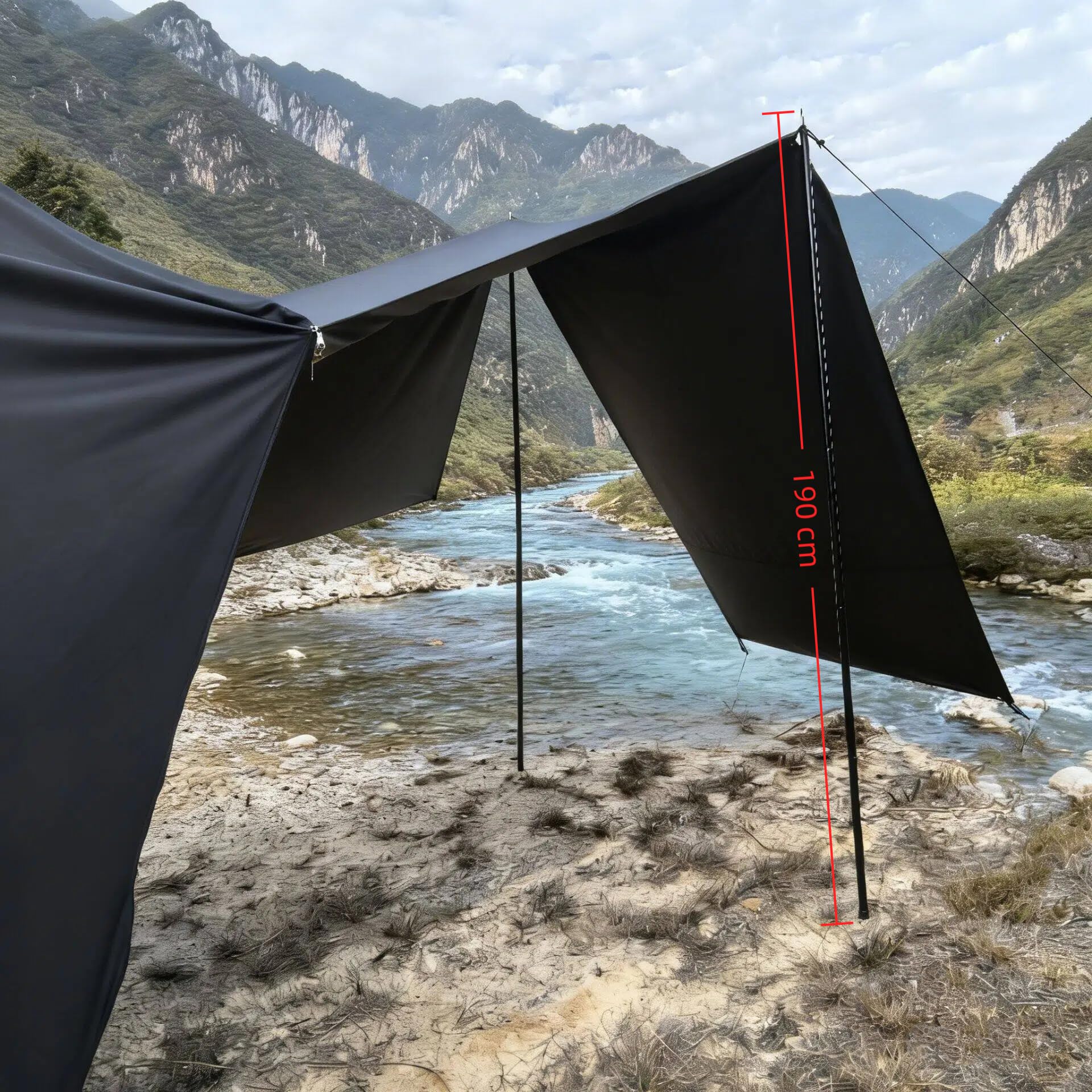 Tente de Hayon Universelle pour Voiture 2-4 Personnes, Étanche au Vent et à la Pluie, Protection Solaire, Toile Oxford Occultante, Bâche de Camping Imperméable ≥2000mm pour SUV (Noir)