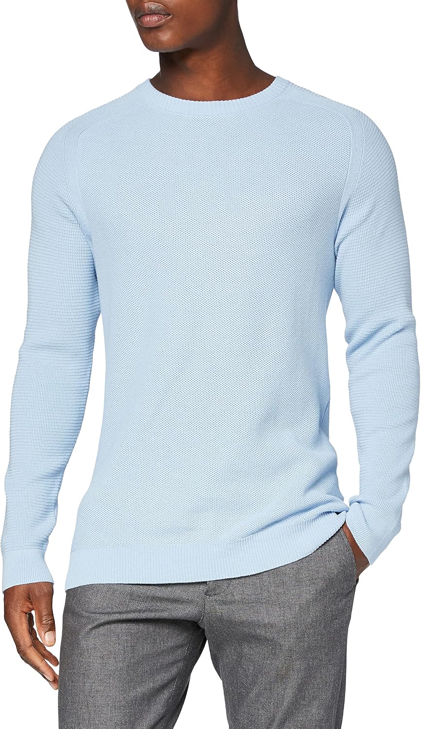 Textured Warm Cotton Crew Neck Sweater