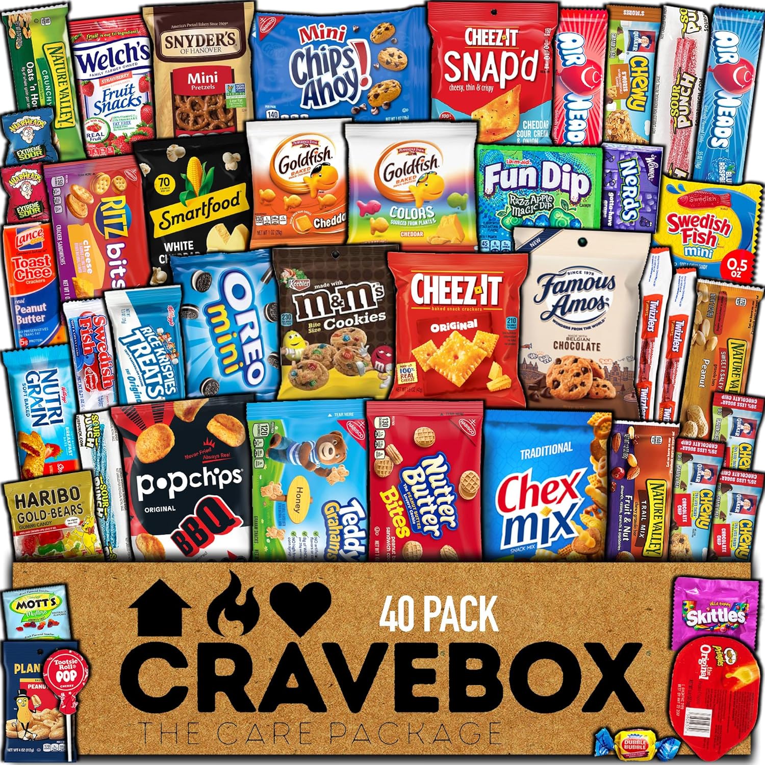 CRAVEBOX (Ultimate Snacks Mix) Easter Care Package Snack Box for Kids and Adults - Assortment Pack Variety Cookies Crackers Candy - Back to School