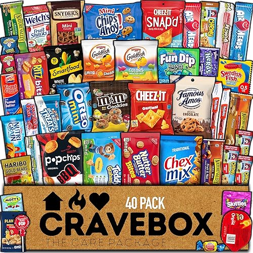 CRAVEBOX (Ultimate Snacks Mix) Paquete de cuidado del día del padre, caja de aperitivos para niños y adultos - Paquete surtido surtido de galletas