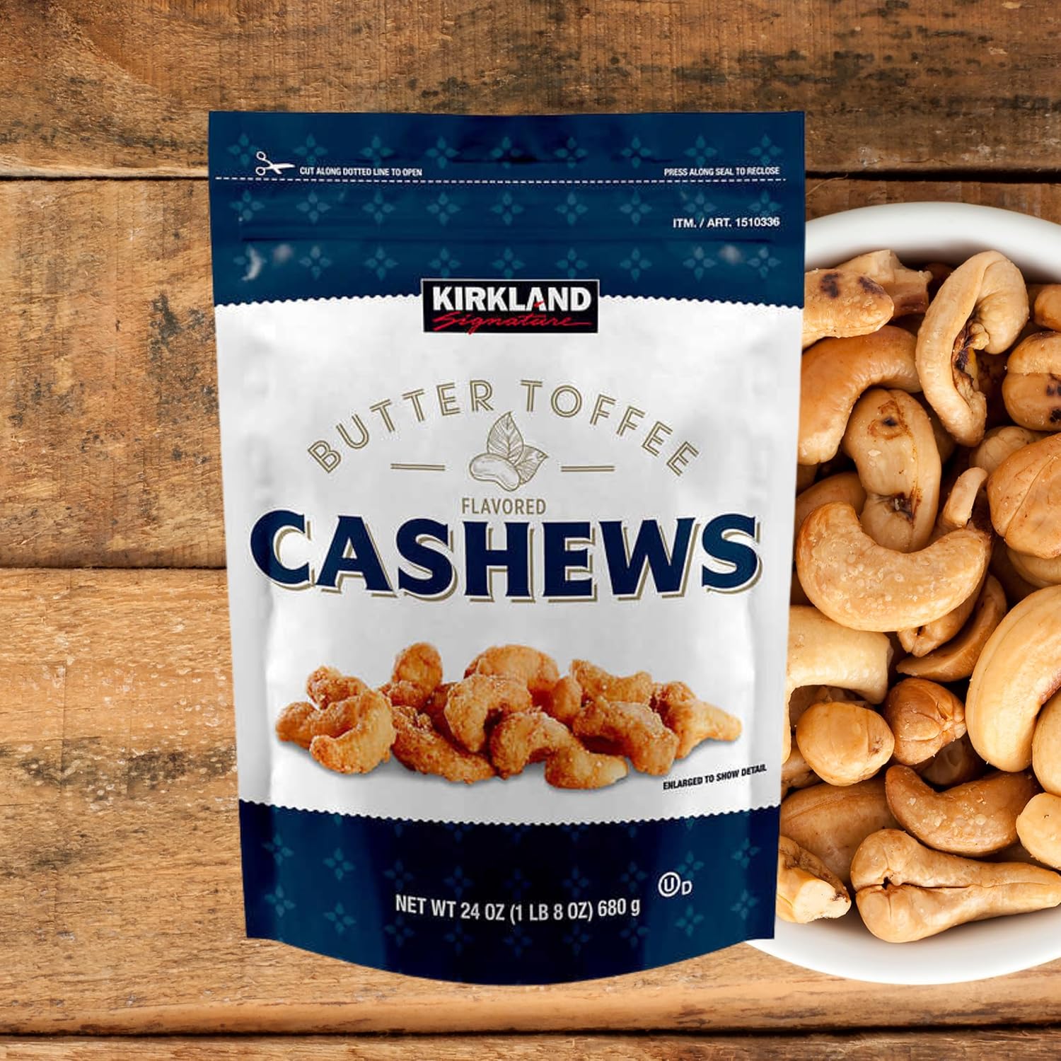 Port 92 Butter Toffee Cashew Bundle - 2 Bags of Kirkland Siganture Butter Toffee Cashews - 24 Oz Bags - Includes Port 92 Measuring Spoon