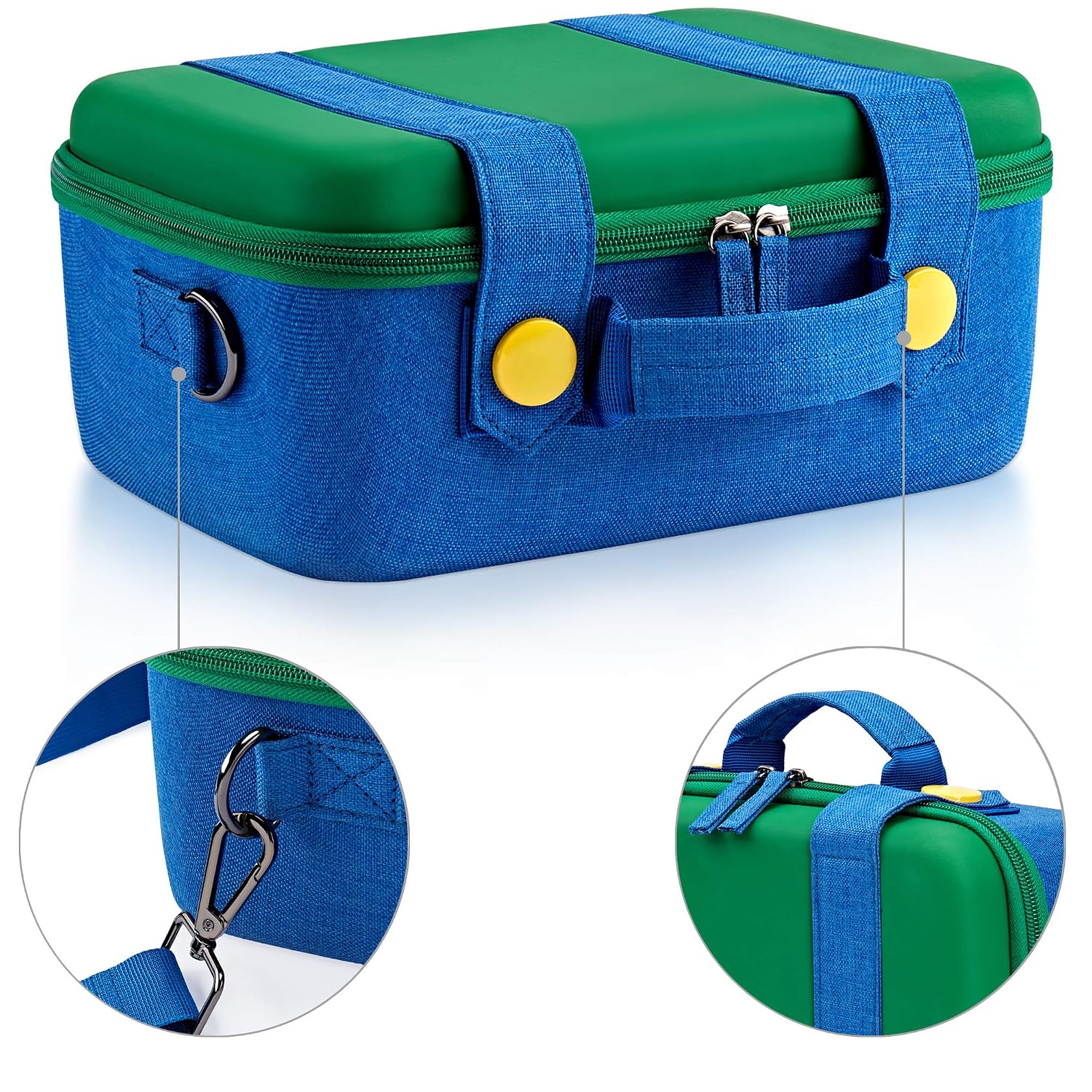 FUNLAB Switch Case Compatible with Nintendo Switch/OLED, Cute Portable Switch Carrying Case with 14 Game Holders for Mario Fans-Green