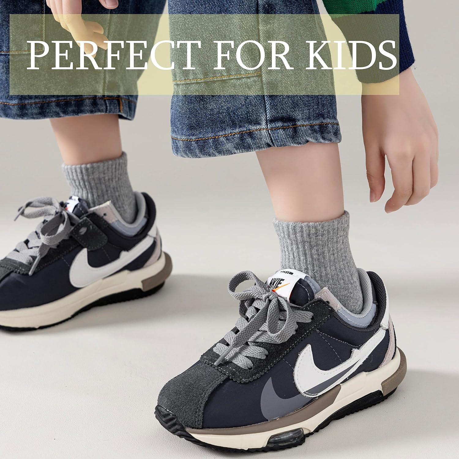 Marchare Boys Socks Kids Cushioned Crew Socks Girls Thick Cotton Athletic Running Socks Black/White/Grey 6 Pack - Image 7