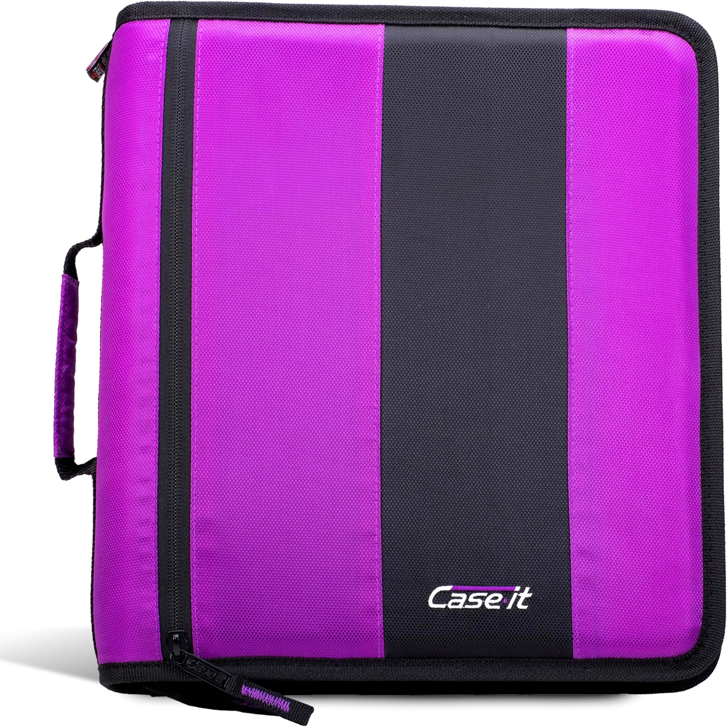 Case-it Classic Zipper Binder | 2-Inch O-Rings, 350 Sheet Capacity, Multiple Storage Pockets & Shoulder Strap | School & Office Organizer | D-251 Deep Purple