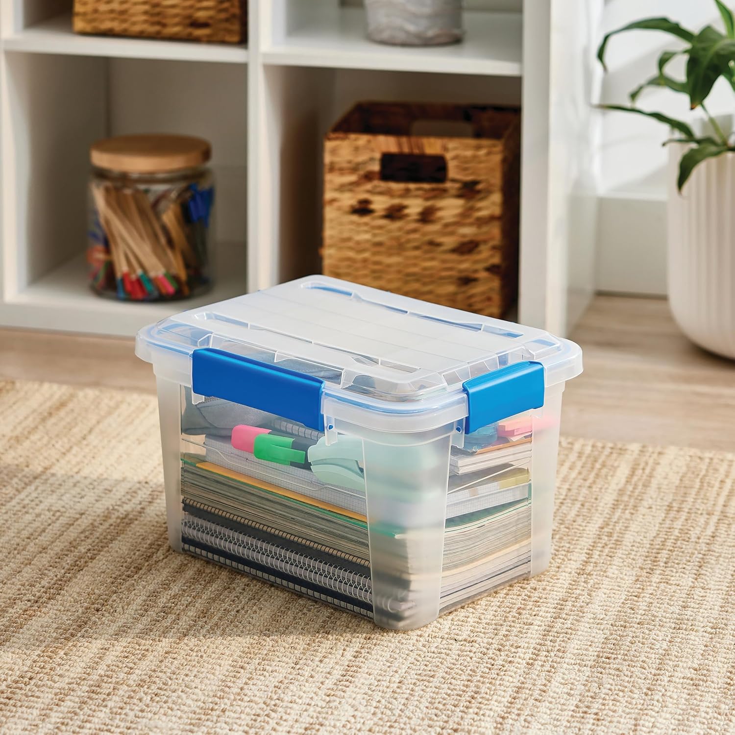6-Pack Watertight Storage Boxes, Large Plastic Storage Containers with Sealing Latches