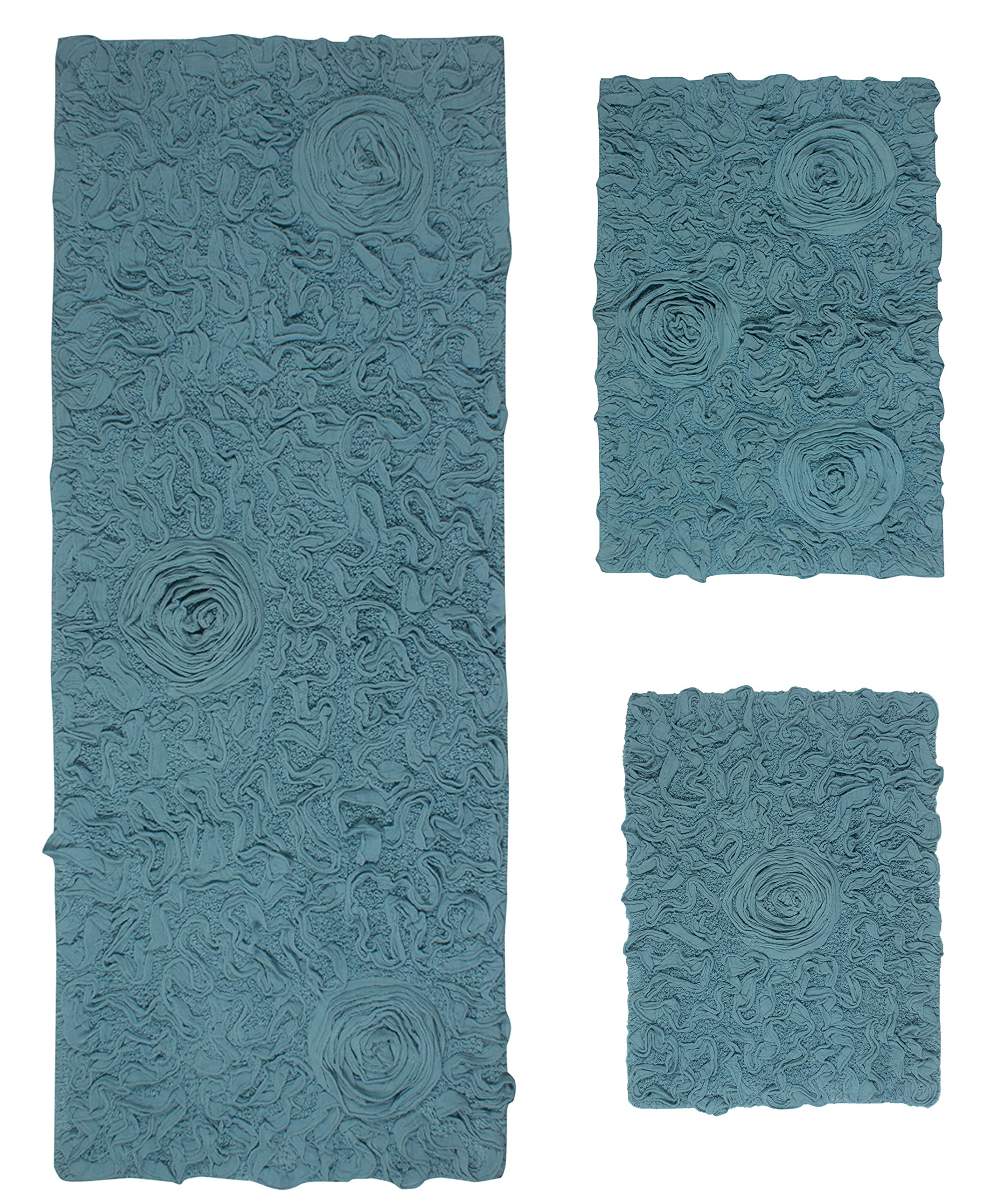 Home Weavers Bell Flower Collection - Tappeto in cotone assorbente, lavabile in lavatrice, 43,2 x 61 cm, 53,3 x 86,4 cm, colore: blu
