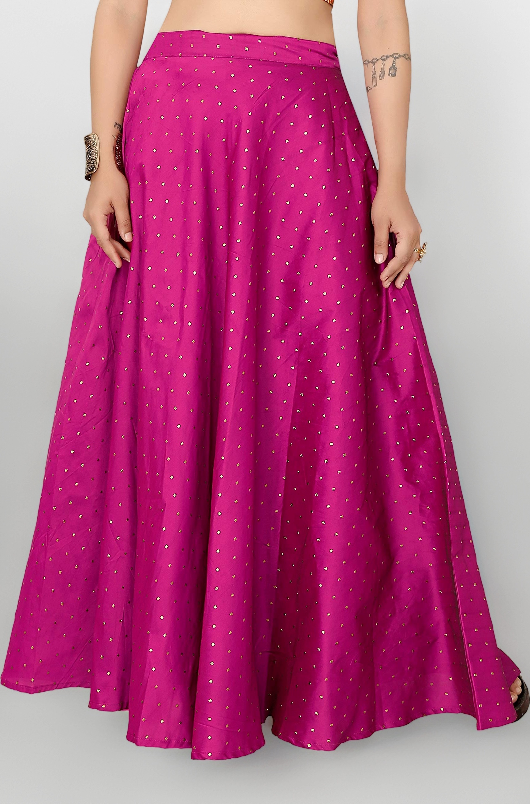 Studio Shringaar Women's Readymade Polyester Taffeta Floor Length Skirt Lahenga Ghaghra