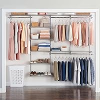 Rubbermaid Configurations Deluxe 4-8 Ft Custom Closet Kit - Adjustable Titanium Wire Shelving Organizer for Closets, Pantry, Laundry