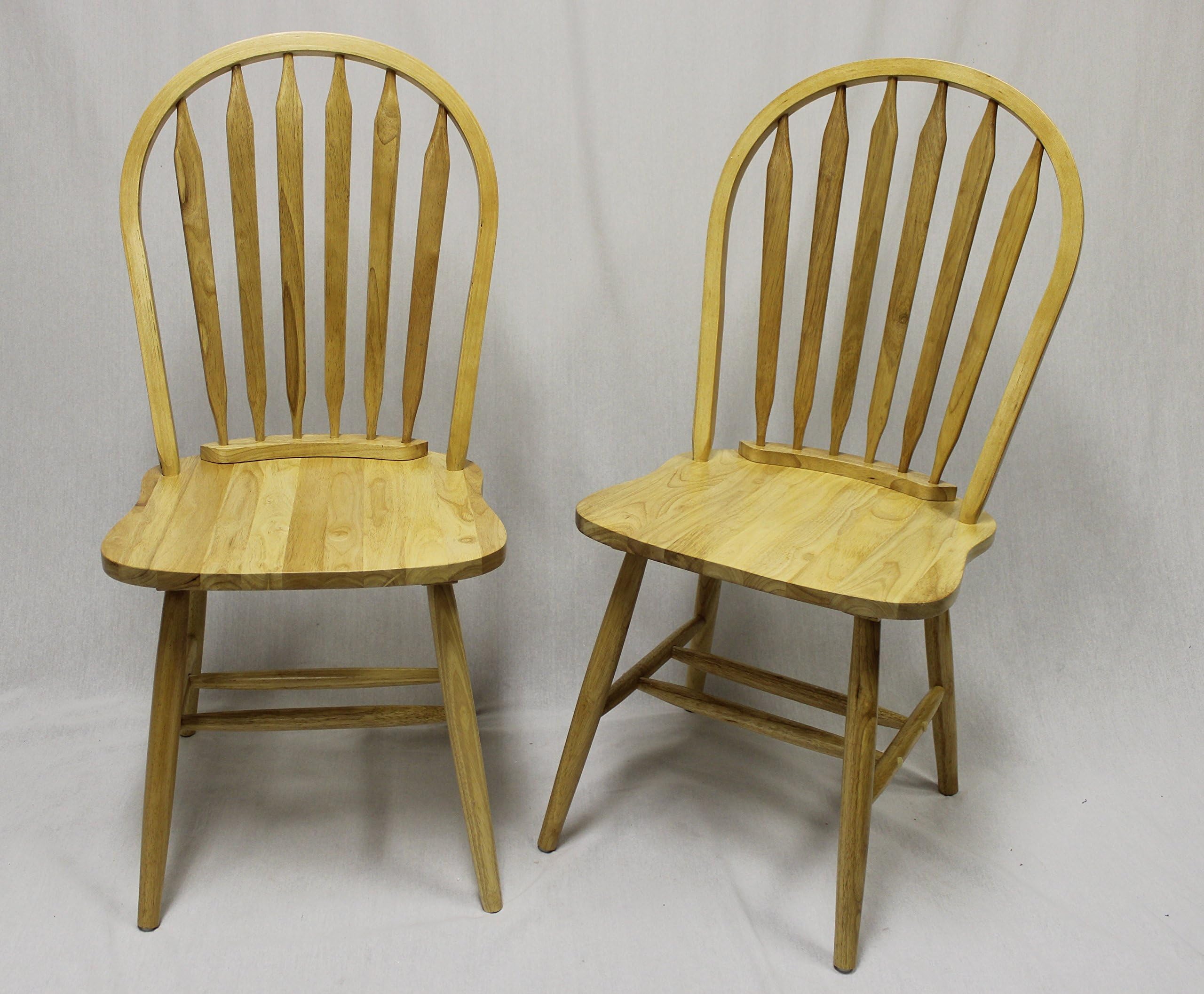 eHemco Windsor Chairs with Arrow Back in Natural, Set of 2