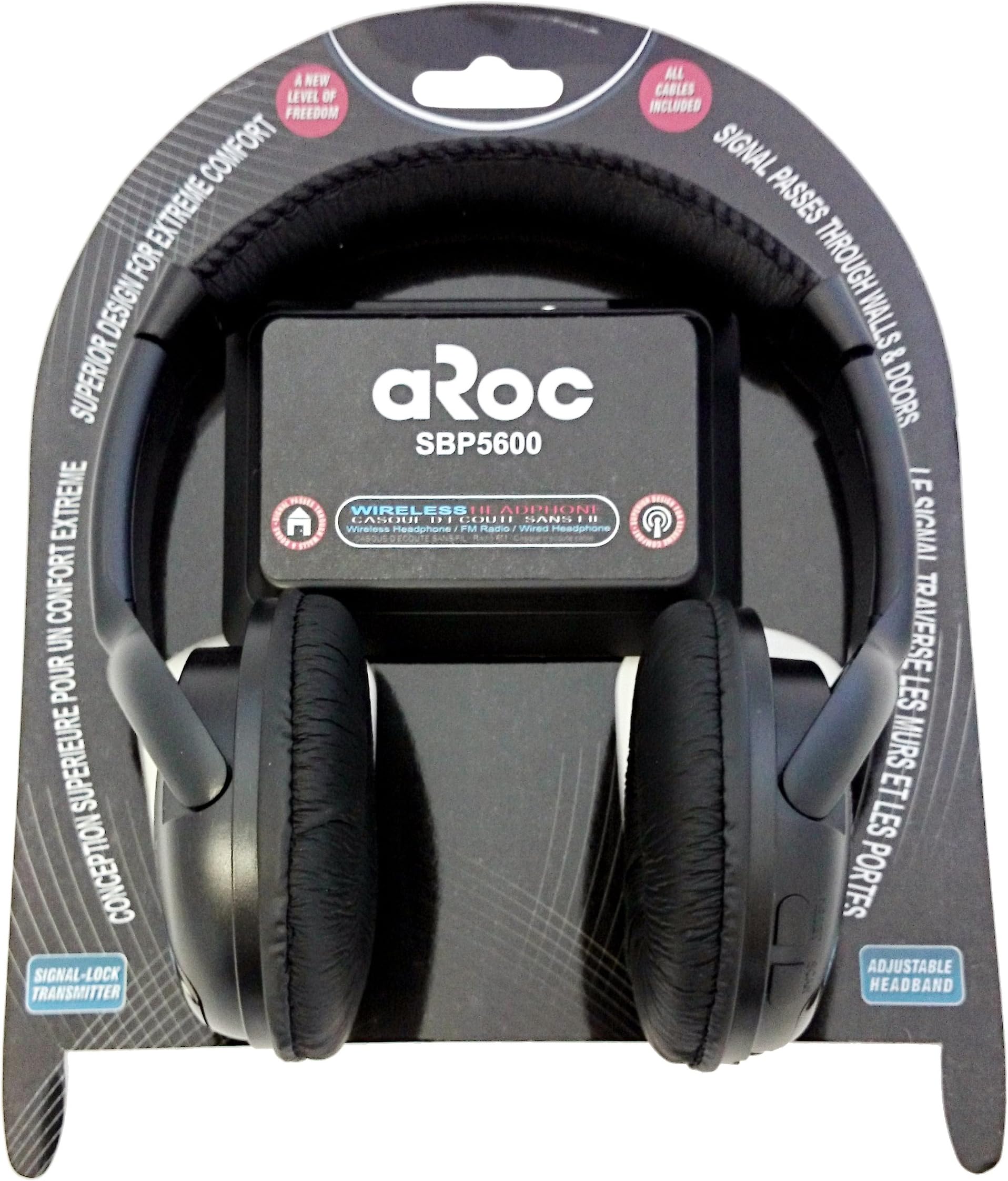 Aroc Electronics SBP-5600 Wireless on -Ear Headphones, Black