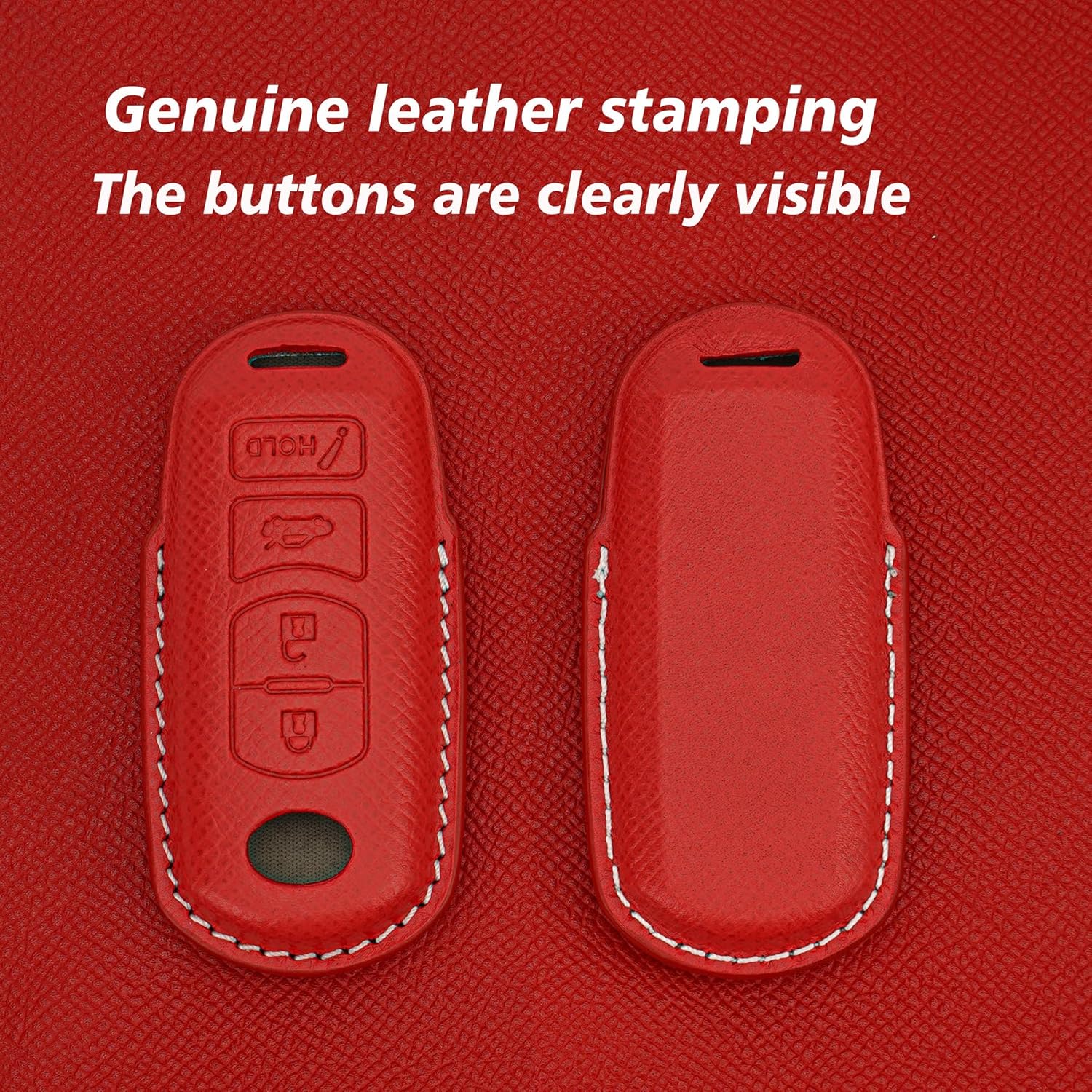 Leather Key Fob Cover for Mazda 3/6/8/Miata/MX-5/CX-3/CX-5/CX-7/CX-9, 4-Button Remote Protector Case with Keychain