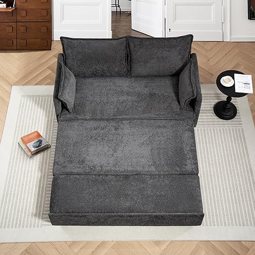 Miniatura 2 de SUNWAVE Sofá cama extraíble tamaño Queen de 60 pulgadas, sofá cama convertible con puertos USB, bolsillos laterales, sofá biplaza de pana para sala