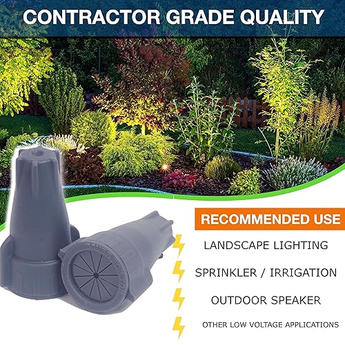 Miniatura 5 de Paquete de 50 conectores de cable impermeables de alta calidad de 6-22 AWG, conectores de cable gris para paisaje, válvulas de riego con luz LED de