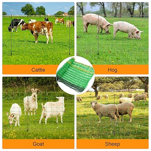 Miniatura 7 de Red eléctrica para cerca, 49.6 pulgadas de alto x 164 pies de largo, valla eléctrica portátil para corderos, perros, ciervos, animales más grandes,