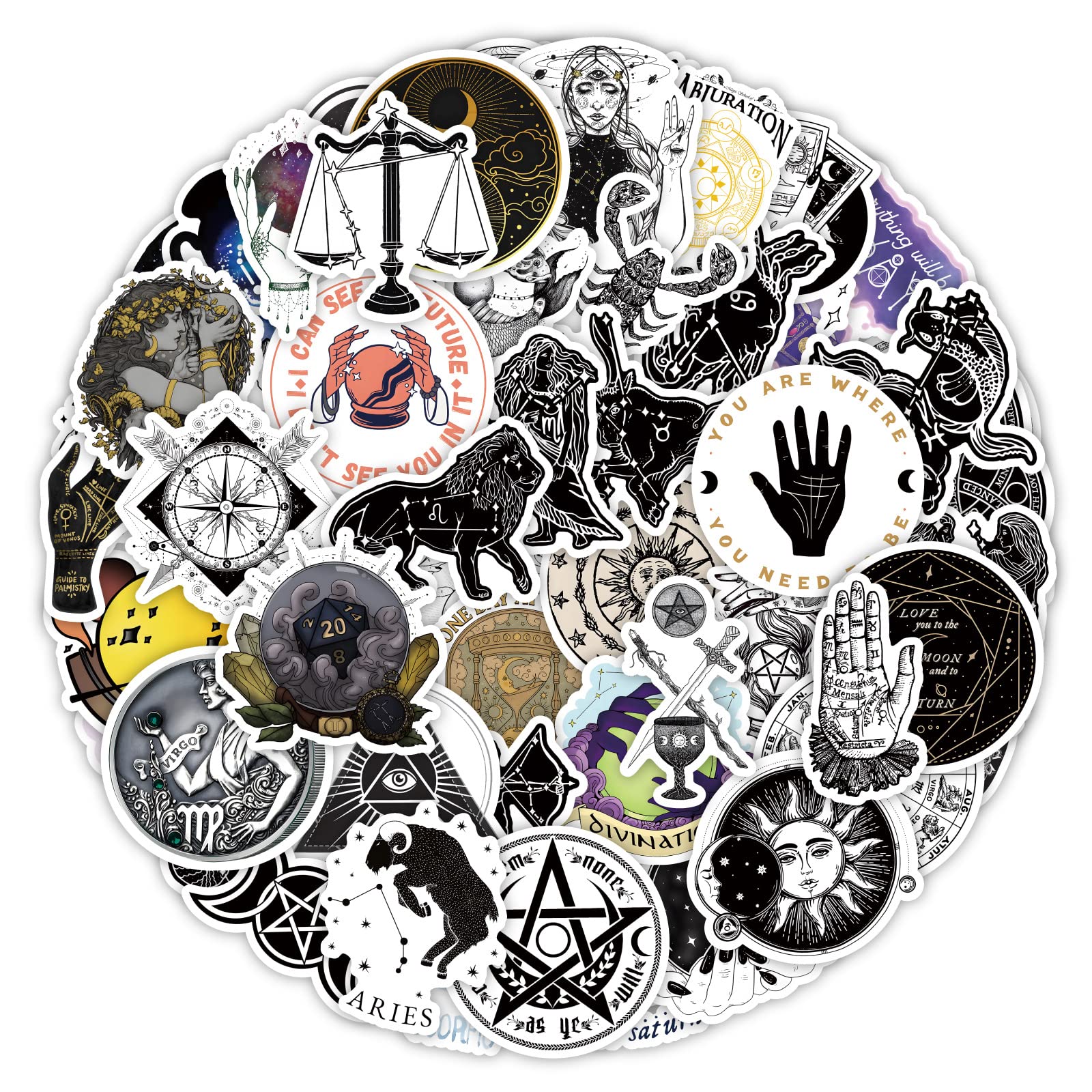 Astrology Stickers 50pcs,Aesthetic Decoration Water Bottles Vinyl Stickers for Scrapbook,Laptop,Kid,Teen,Girl - Image 2