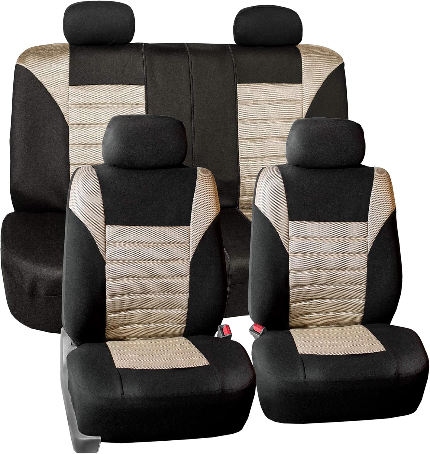 TLH Car Seat Covers Premium 3D Air Mesh Automotive Seat Covers Full Set Orange Seat Covers Airbag Compatible and Split Rear Car Seat Cover Universal Fit Interior Accessories for Cars Trucks and SUV