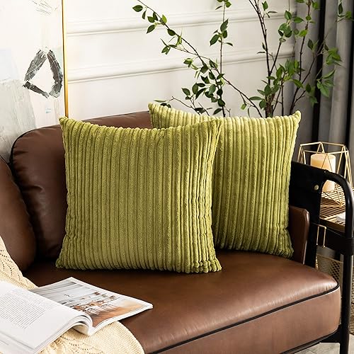 Miniatura 143 de UGASA - Juego de 2 fundas de almohada de terciopelo a rayas, funda decorativa para cojín con cremallera oculta para el hogar, sofá, dormitorio,