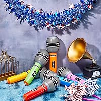 Vista 4 de Zhanmai 12 Pieces Inflatable Microphones for Parties 9. 4 Inch Blow up Plastic Fake Microphone Props Toys for Musical Sing Concert Karaoke 80s 90s