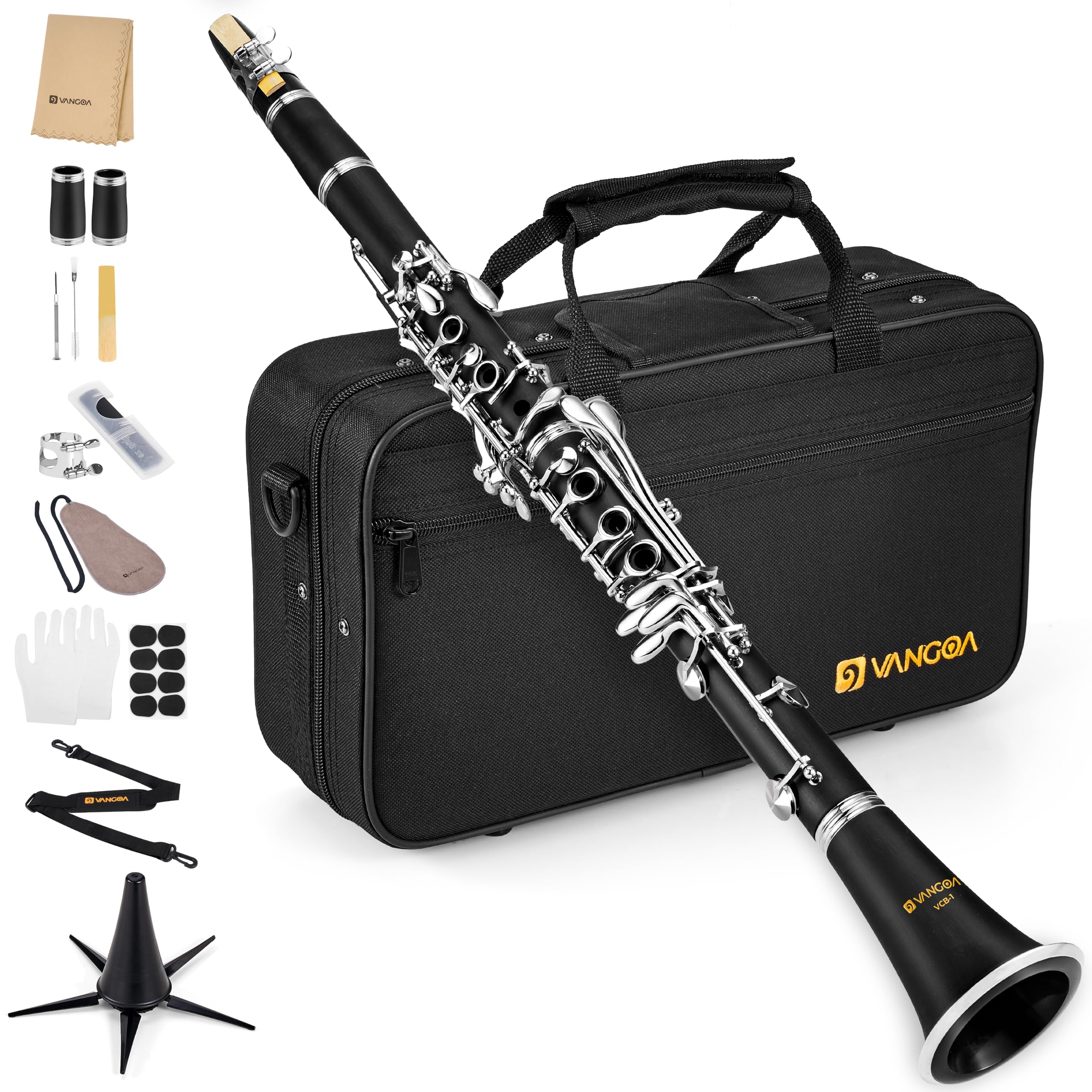 クラリネット Clarinet B♭調 ニッケルメッキ 17 キー初心者向け