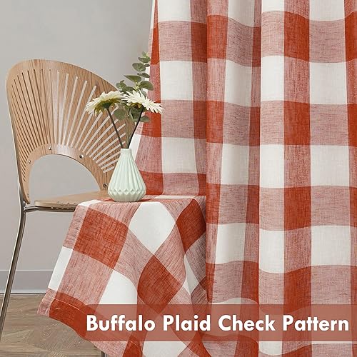 Vista 121 de DriftAway - Cortinas de ojales opacas, patrón a cuadros, forro térmico con aislamiento, blackout, impresas a cuadros, 2 capas, juego de 2 paneles