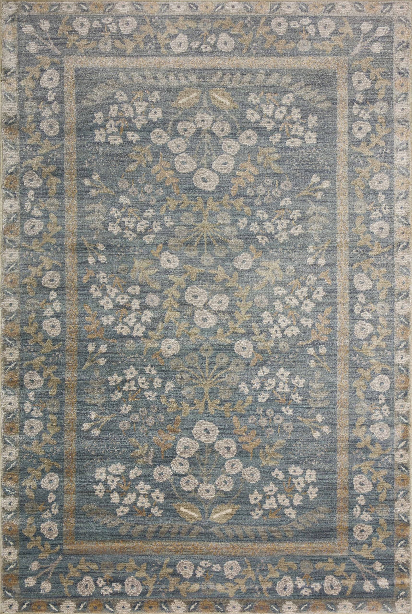 Loloi Rifle Paper Co Fiore Slate/Sage 2'-7" x 4' Accent Rug Slate / Sage 2'7" x 4' (Rectangular)